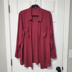 A.n.a Sheer longsleeve button down blouse. Plus Size 1x